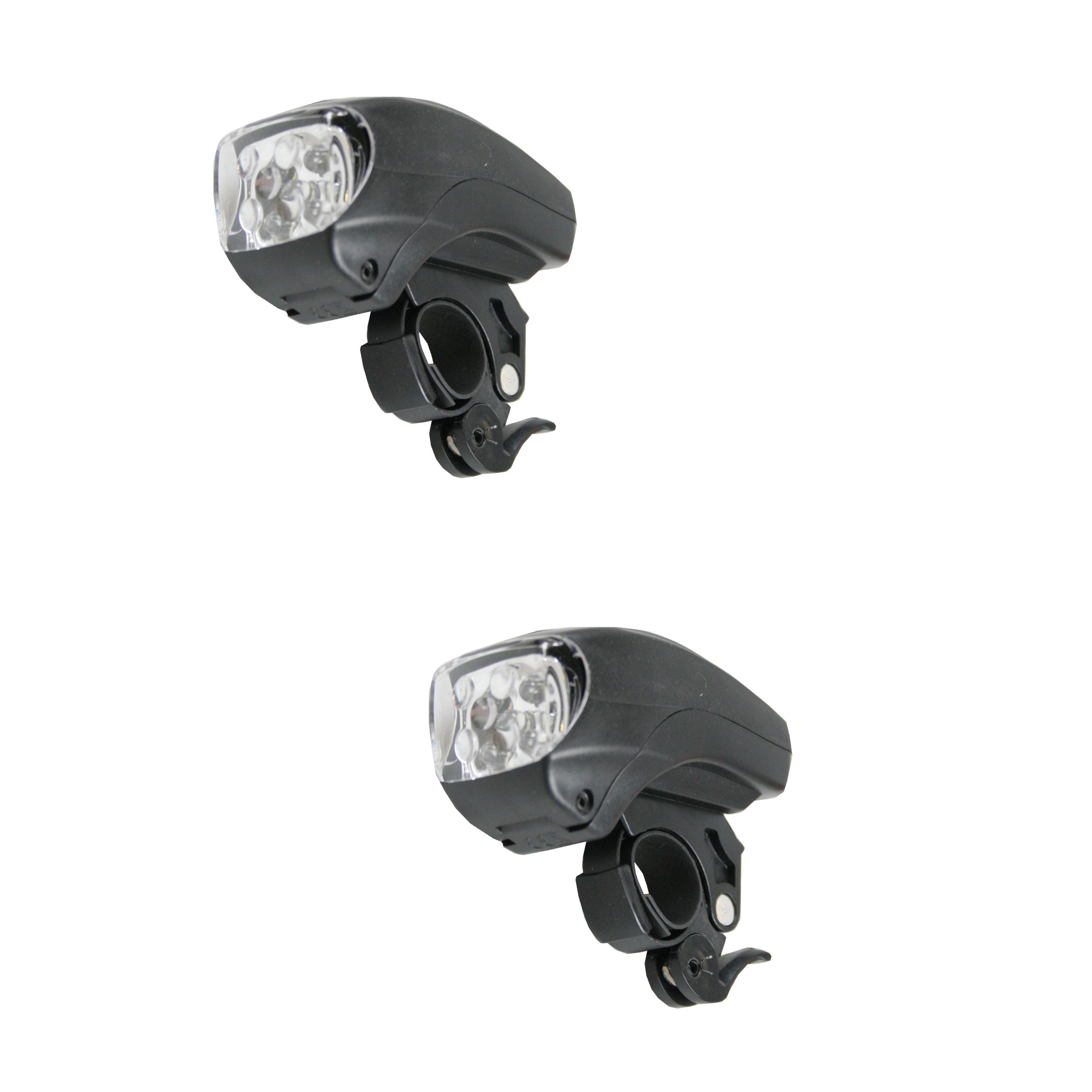 2x Fietsverlichting batterijkoplamp-fiets voorlicht zwart met 5 heldere LEDs