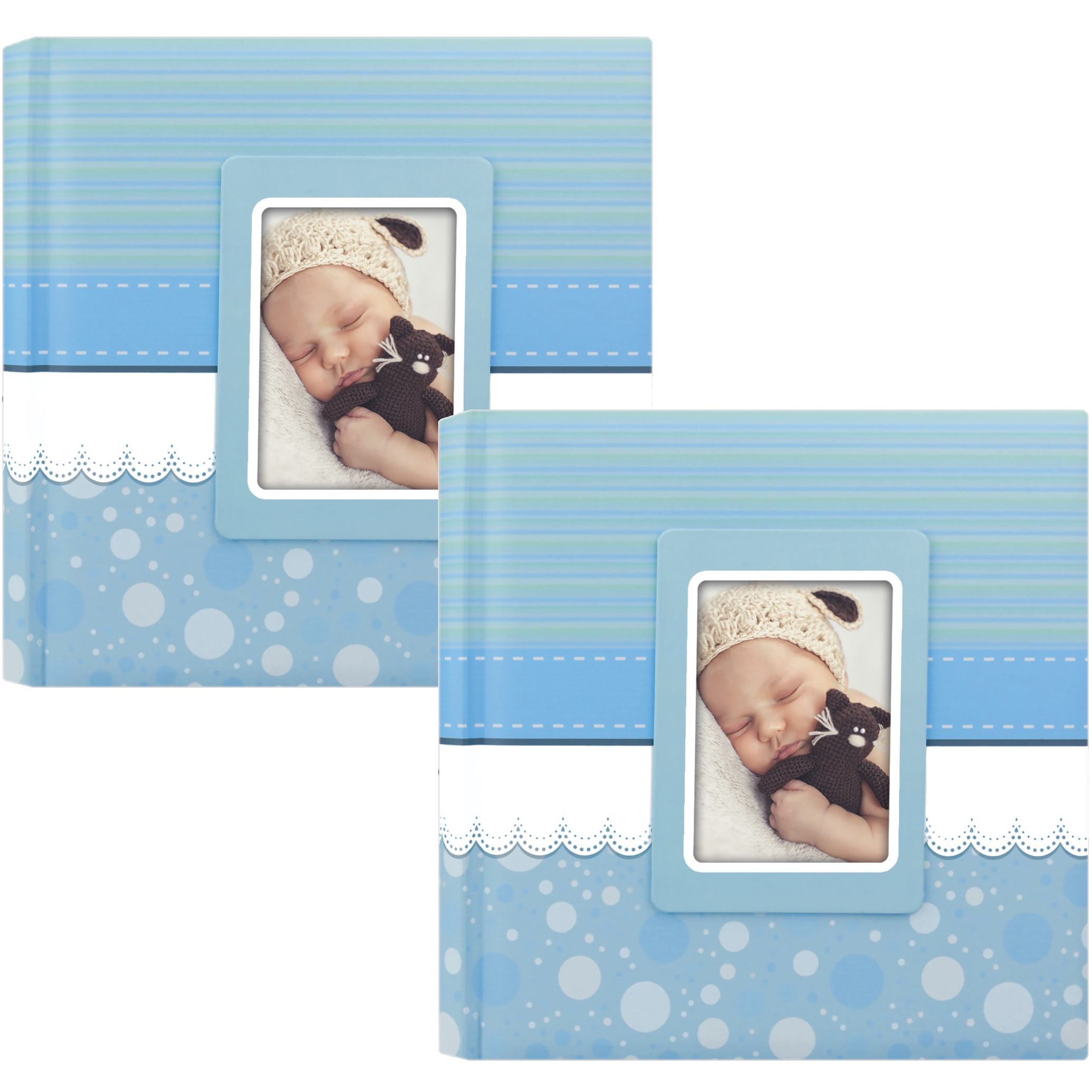2x Fotoboek-fotoalbum Cinzia baby jongetje met 30 paginas blauw 31 x 31 x 3 cm