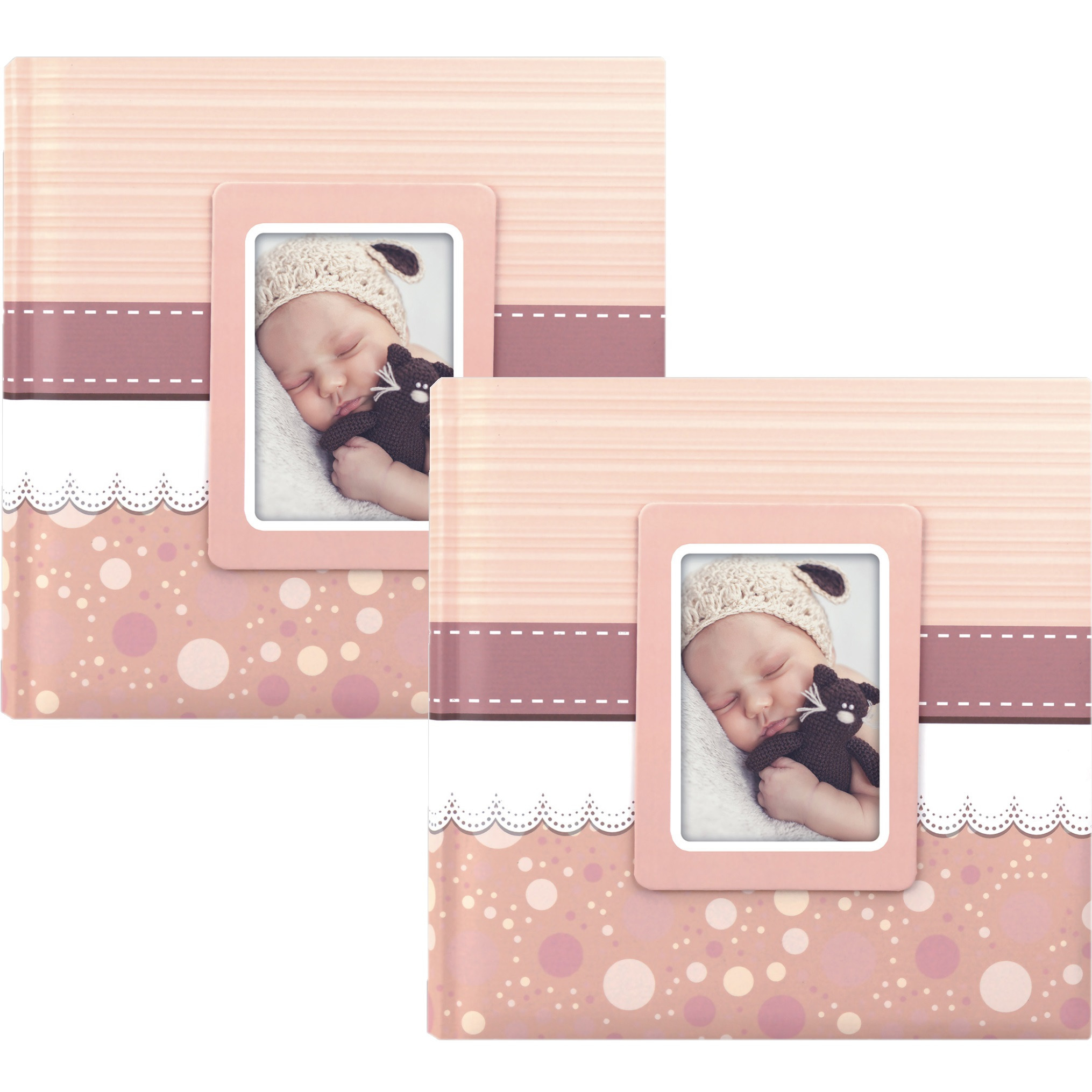 2x Fotoboek-fotoalbum Cinzia baby meisje met 30 paginas roze 31 x 31 x 3 cm