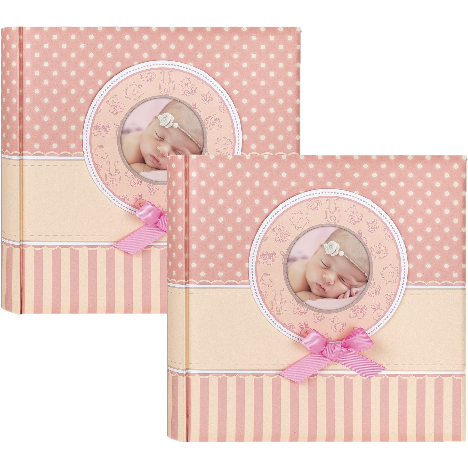 2x Fotoboek-fotoalbum Matilda baby meisje met 30 paginas roze 31 x 31 x 3,5 cm