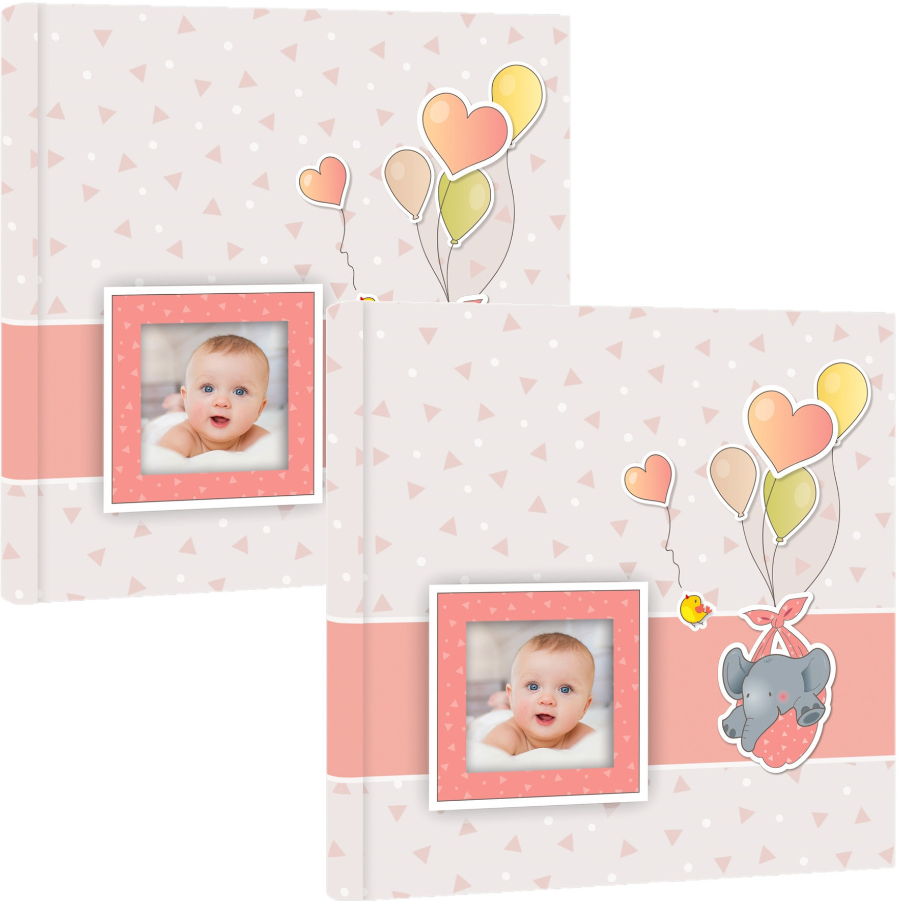 2x Fotoboek-fotoalbum Pierre baby meisje met 30 paginas roze 32 x 32 x 3,5 cm
