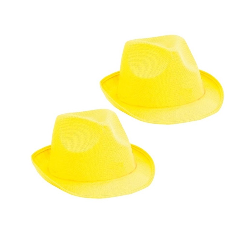 2x Gele trilby hoedjes voor volwassenen