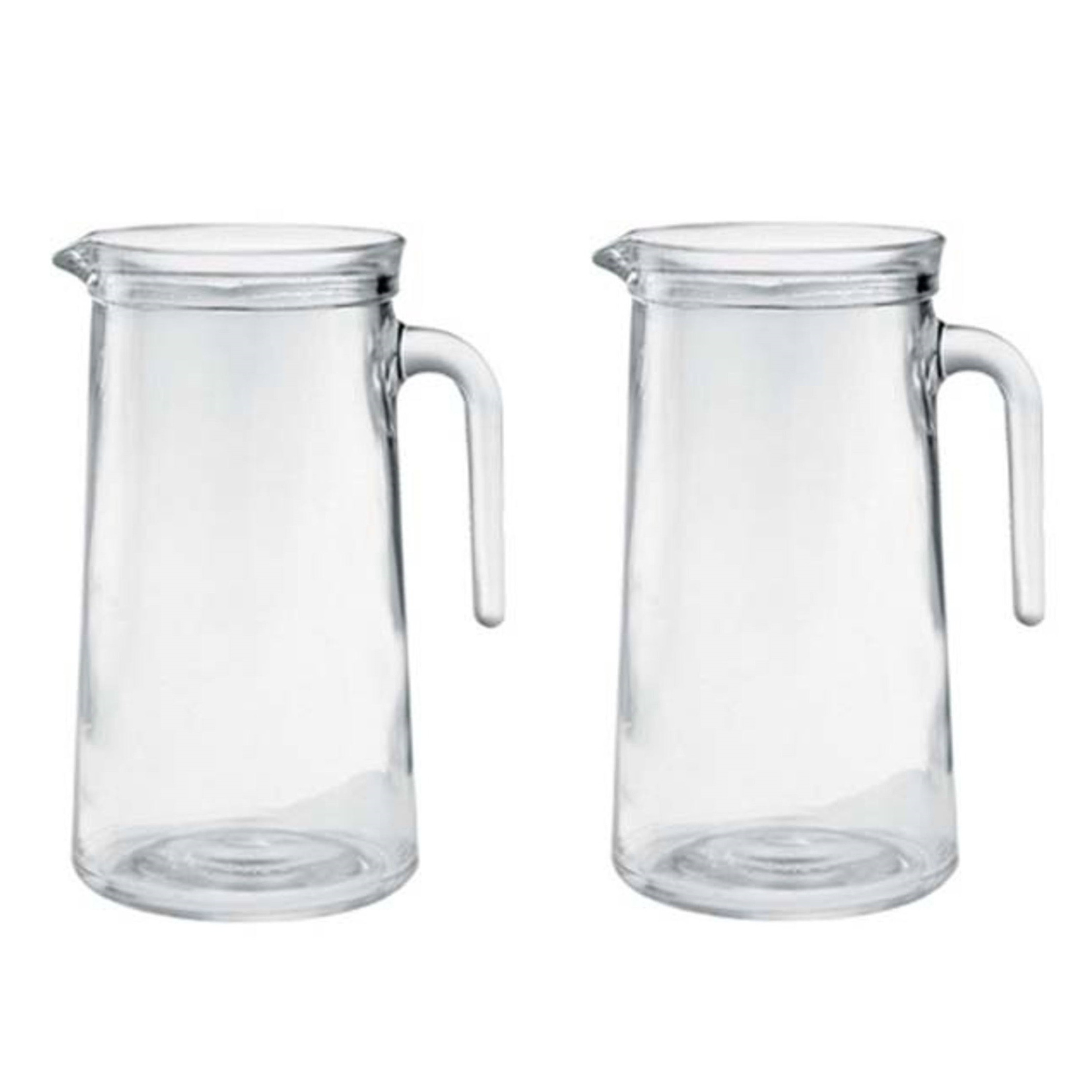 2x Glazen water of sap karaffen 1,1 L