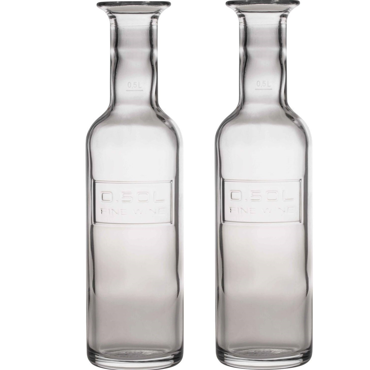 2x Glazen water of sap karaffen 500 ml Optima