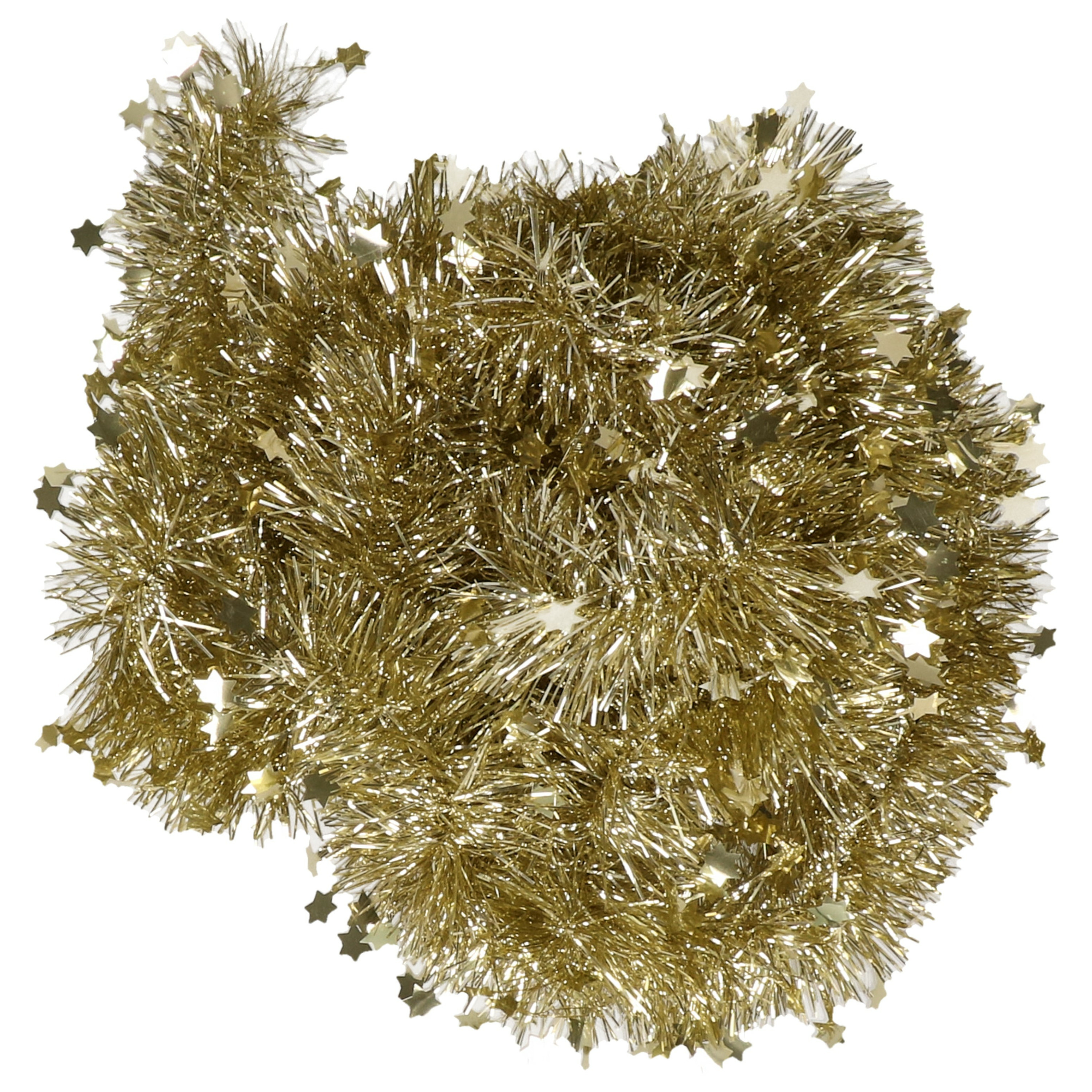 2x Gouden kerstboom folie slinger met ster 270 cm