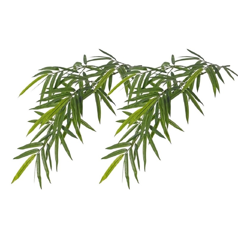 2x Groene Bamboe kunstplanten hangende tak 82 cm UV bestendig