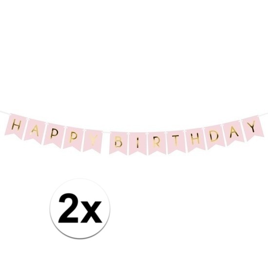 2x Happy Birthday feest slinger 175 cm