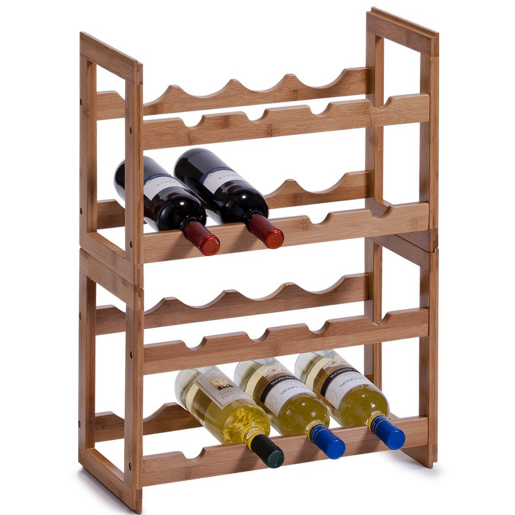 2x Houten wijnflesrek-wijnrekken stapelbaar voor 16 flessen 47 cm