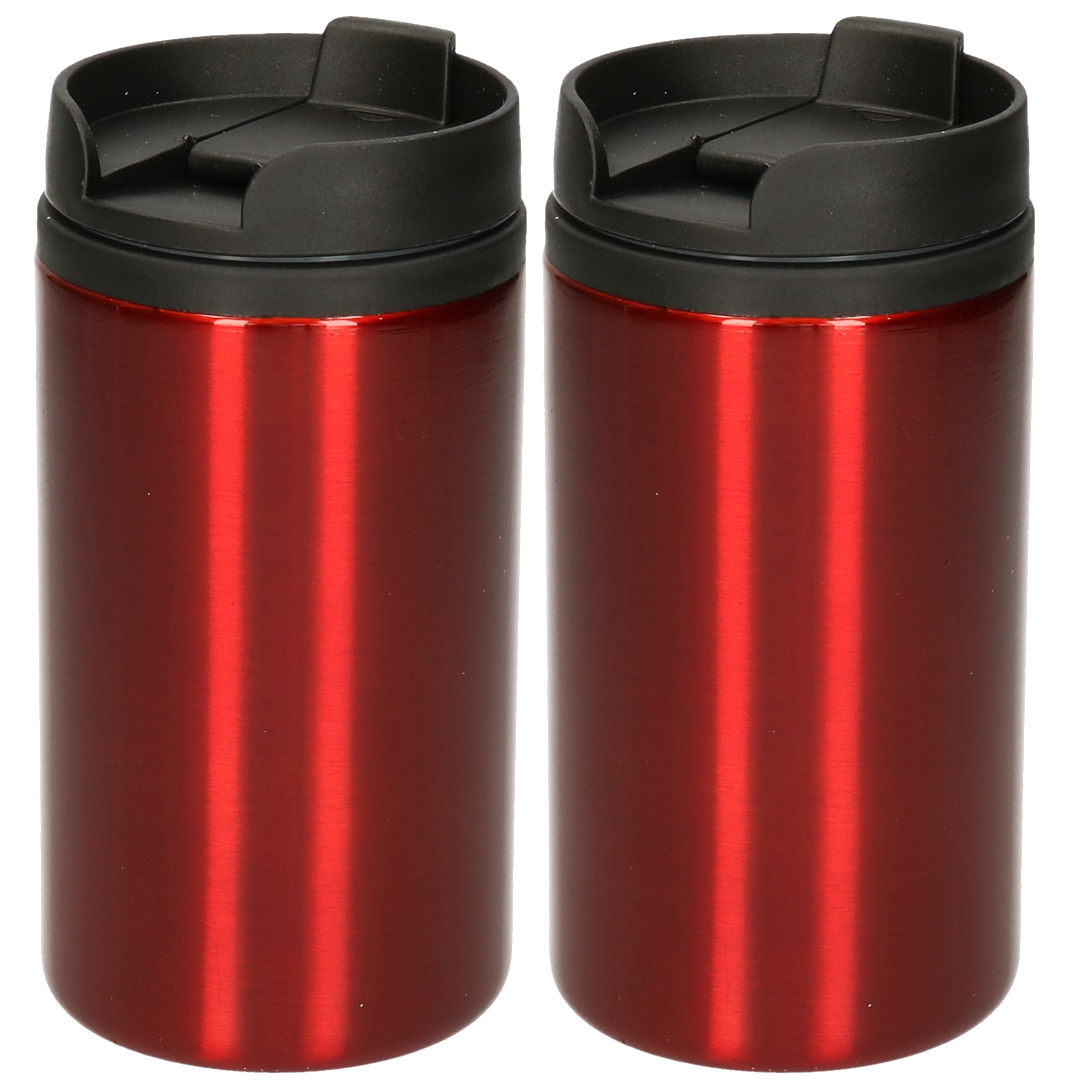 2x Isoleerbekers RVS metallic rood 320 ml