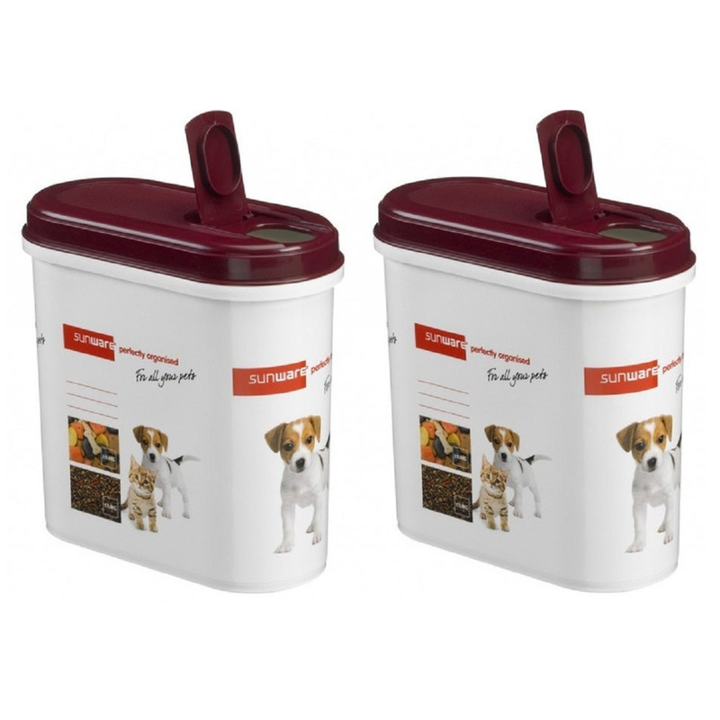 2x Kattenvoer-hondenvoer Sunware voeding container-opbergdoos 700 gram