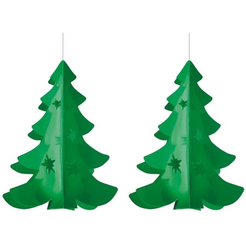 2x Kerstboom hangdecoratie brandvertragend