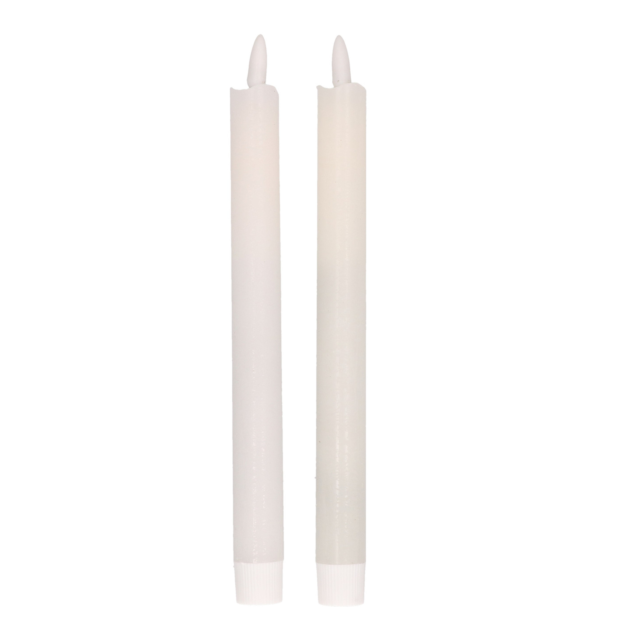2x Kerstdiner-diner kaarsen wit LED 25,5 cm