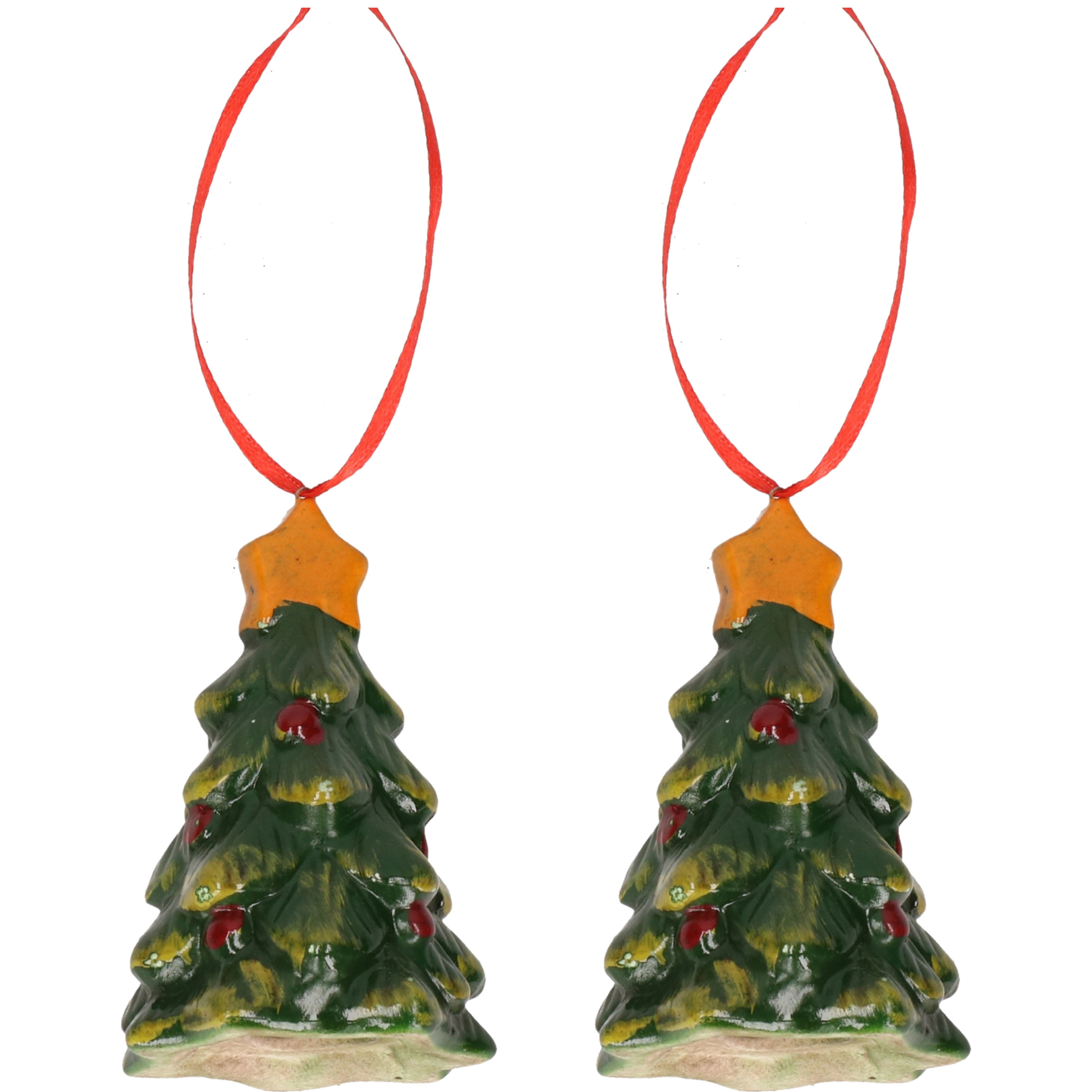 2x Kersthangers kerstboompjes 8 cm kerstboomversiering