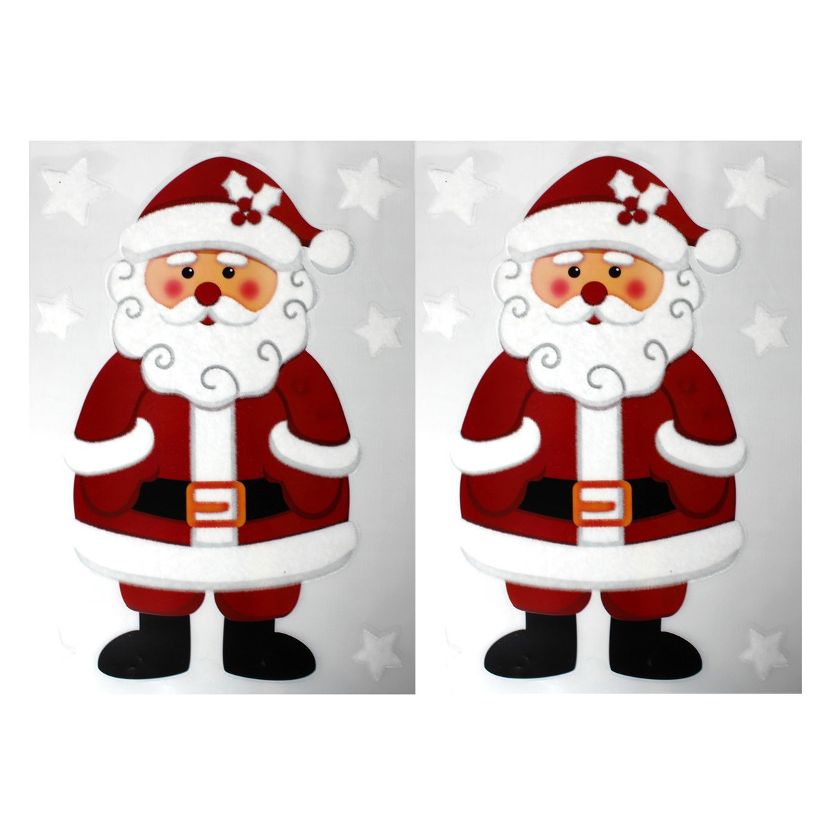 2x Kinderkamer kerst raamstickers kerstman 28,5 x 40 cm