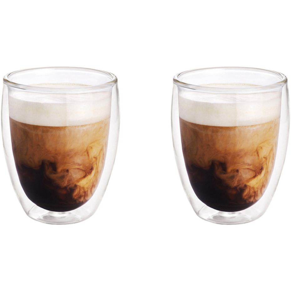 2x Koffieglazen-theeglazen dubbelwandig glas 300 ml