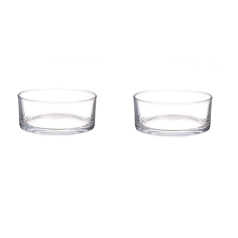 2x Lage glazen schalen transparant glas cilindervormig 8 x 19 cm