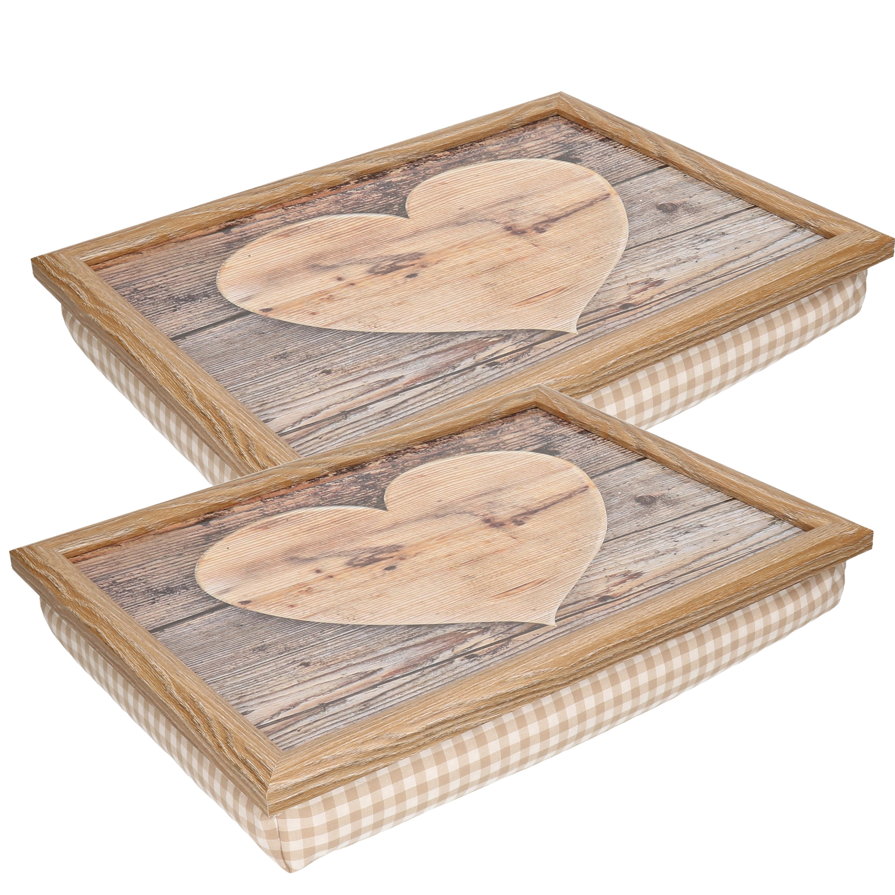 2x Laptray-schoottafel hart houtprint 43 x 33 cm