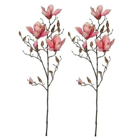 2x Magnolia beverboom kunstbloemen takken 90 cm decoratie