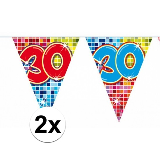 2x Mini vlaggetjeslijn slingers verjaardag versiering 30 jaar