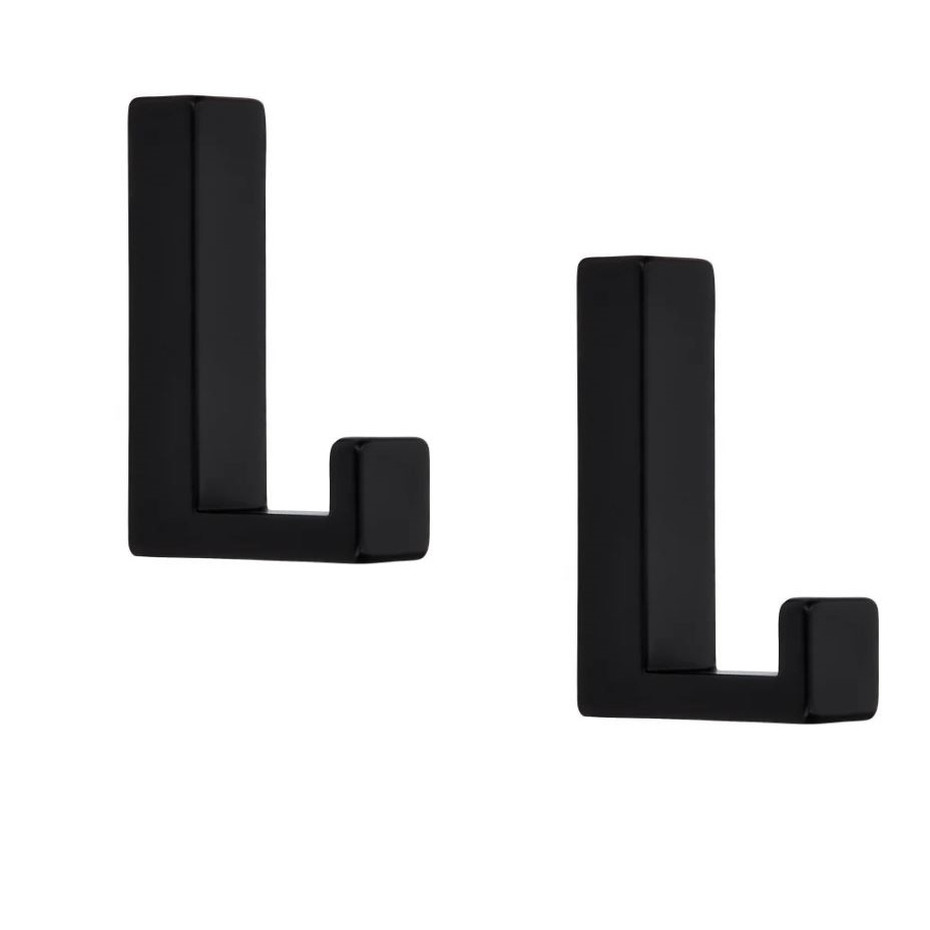 2x Moderne zwarte garderobe haakjes-jashaken-kapstokhaakjes metaal enkele haak 4 x 6,1 cm