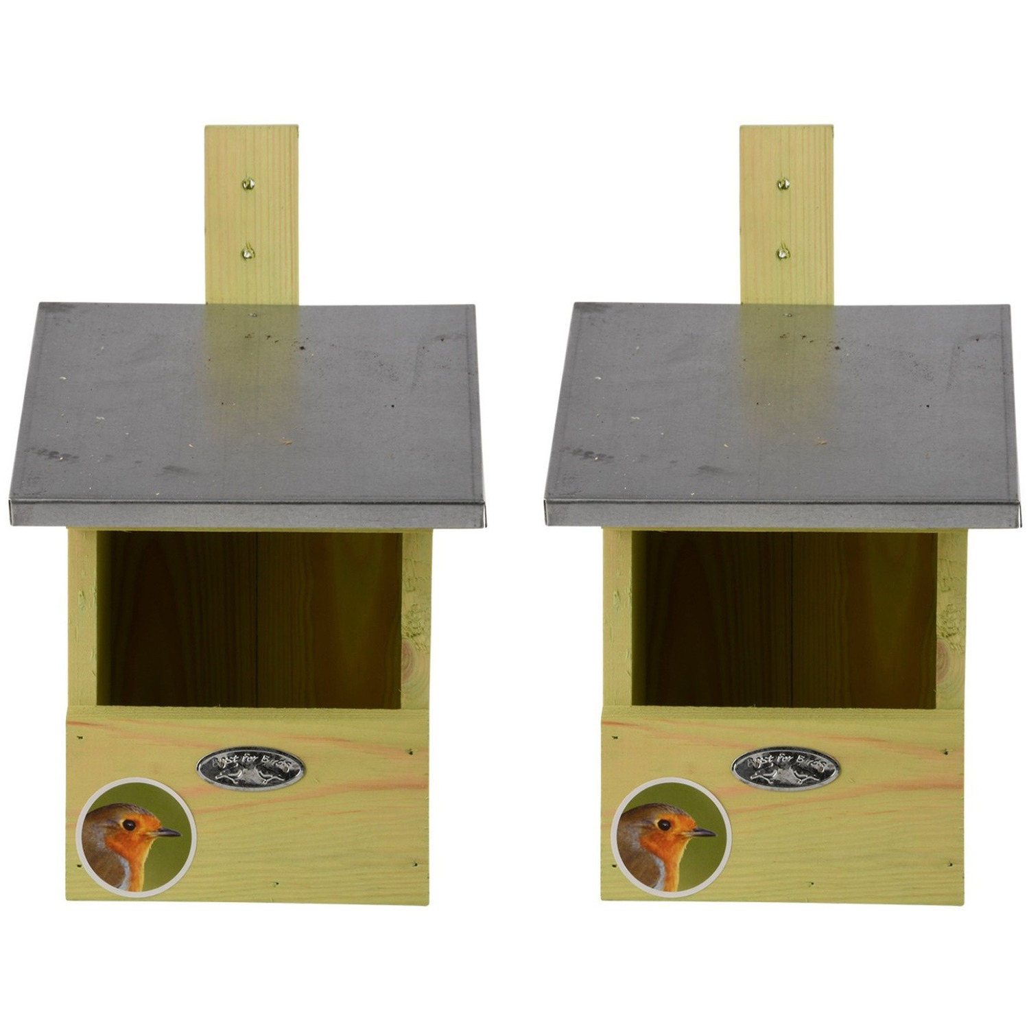 2x Nestkasten-vogelhuisjes roodborst-roodborstjes 33,3 cm
