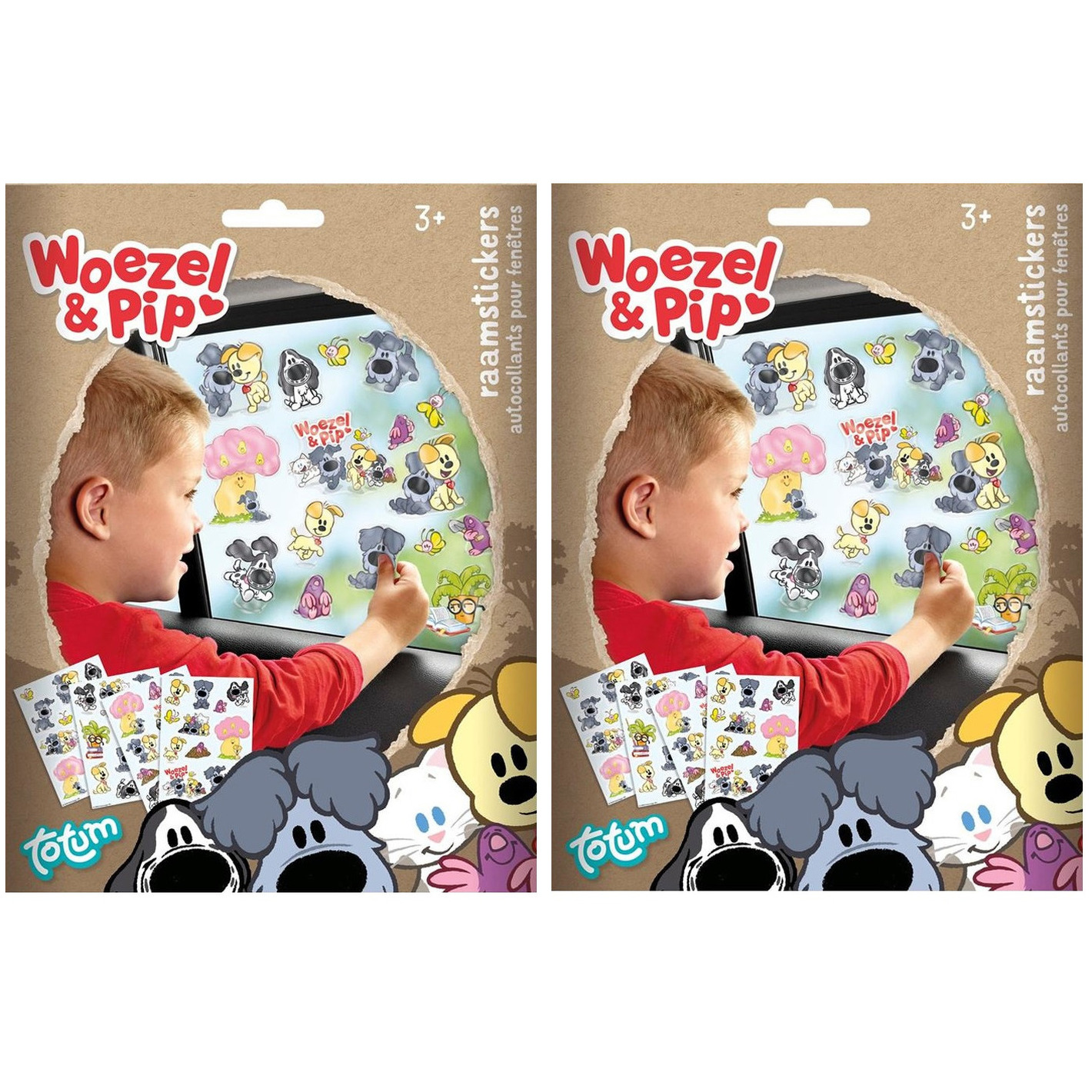 2x pakjes raam-autoraam kinder stickers 70x stuks Woezel en Pip thema