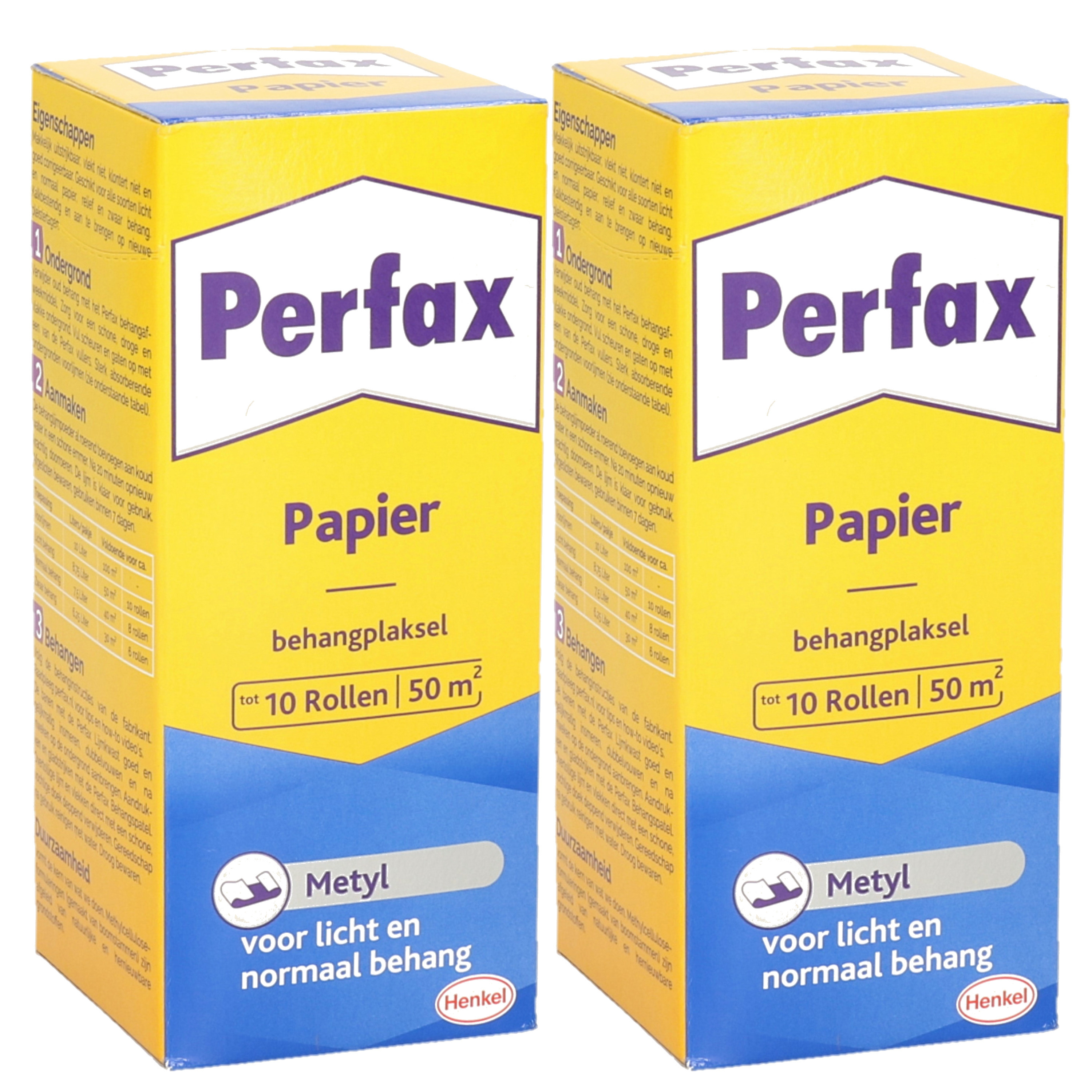 2x pakken Perfax metyl behanglijm voor licht tot normaal behang 125 gram
