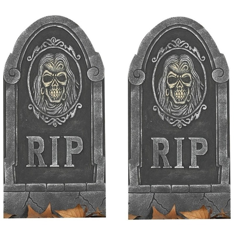 2x Piepschuim halloween kerkhof grafstenen RIP 65 cm
