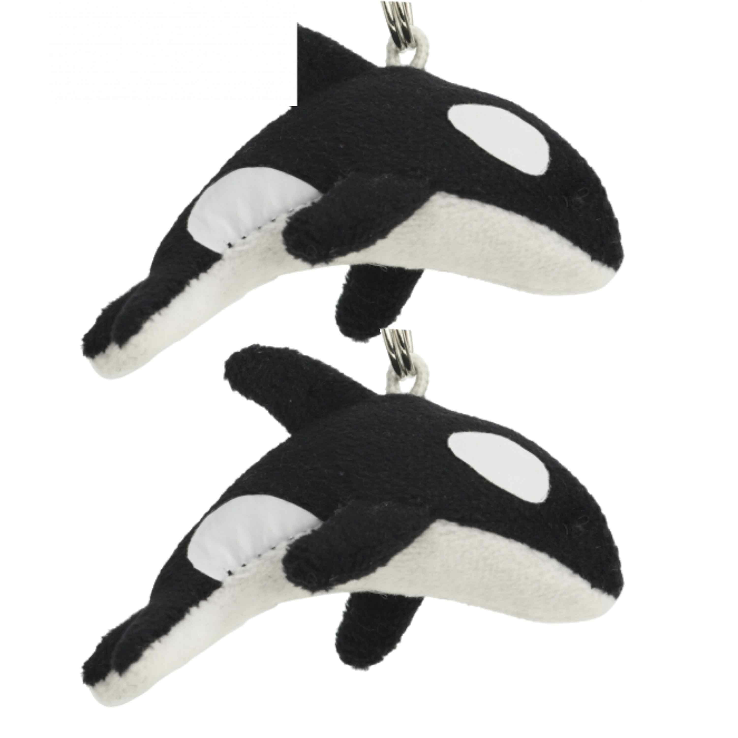 2x Pluche sleutelhanger orka knuffel 6 cm