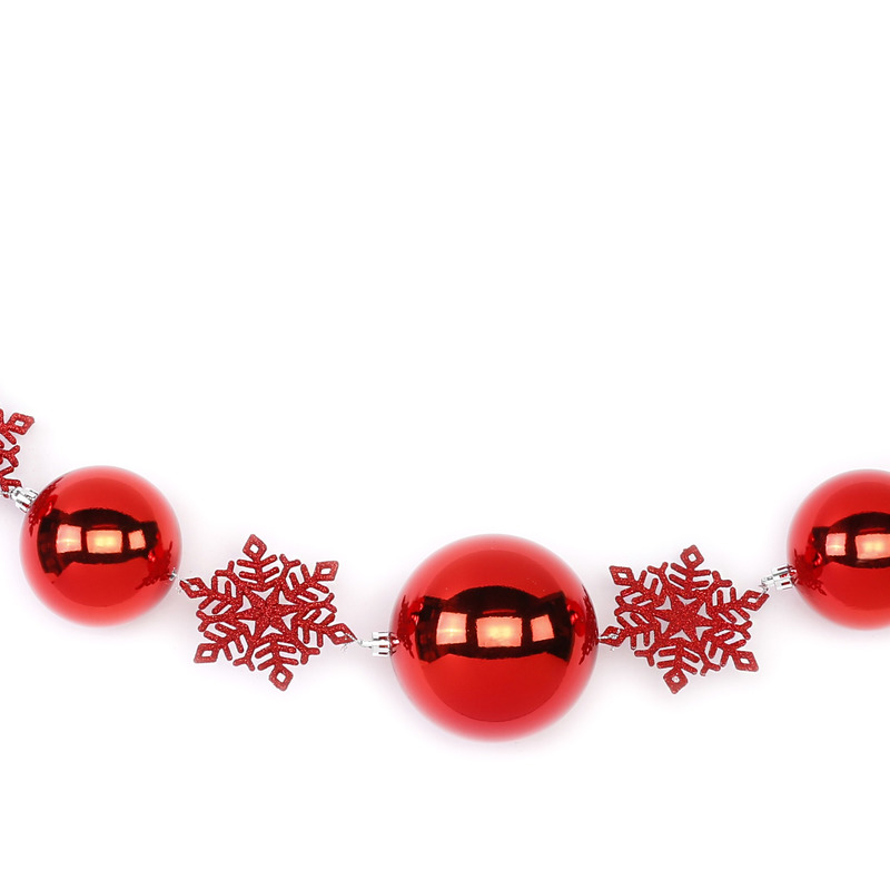 2x Rode Kerst guirlandes-slingers met ballen en sneeuwvlokken 116 cm