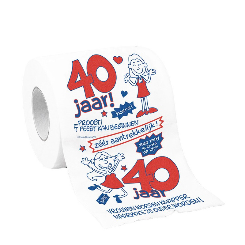 2x rollen wc papier voor vrouw 40 jaar verjaardagscadeau decoratie-versiering