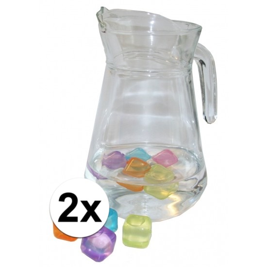 2x Ronde kan van glas 1,3 liter