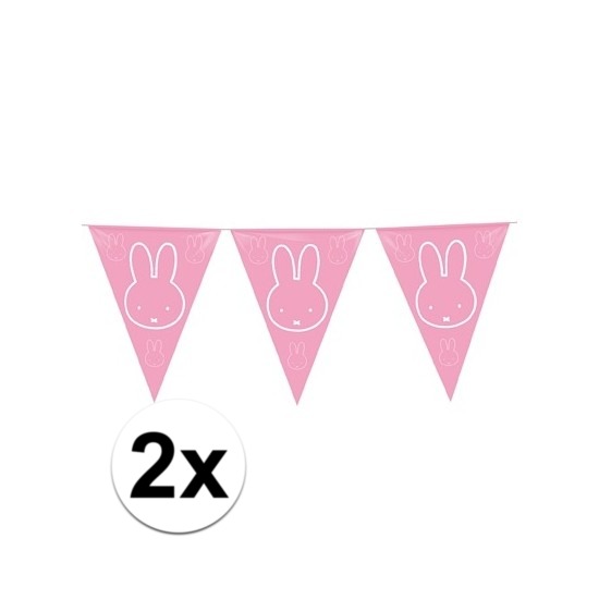 2x Roze Nijntje meisje geboren slingers van 6 meter