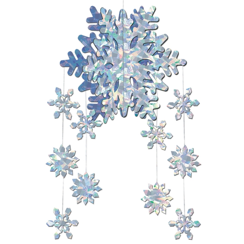 2x stuks 3D sneeuwvlok decoratie mobiel
