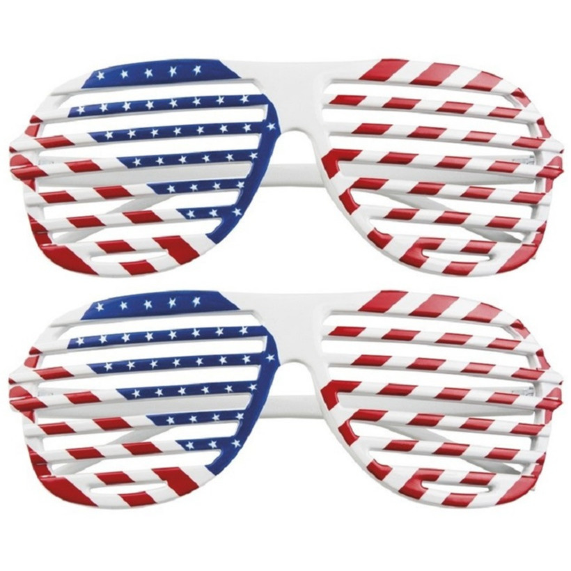 2x stuks amerika USA thema lamellen verkleed thema bril