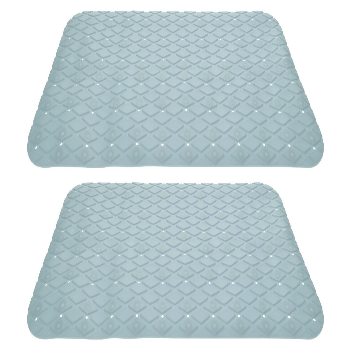 2x stuks anti-slip badmatten mintgroen 55 x 55 cm vierkant