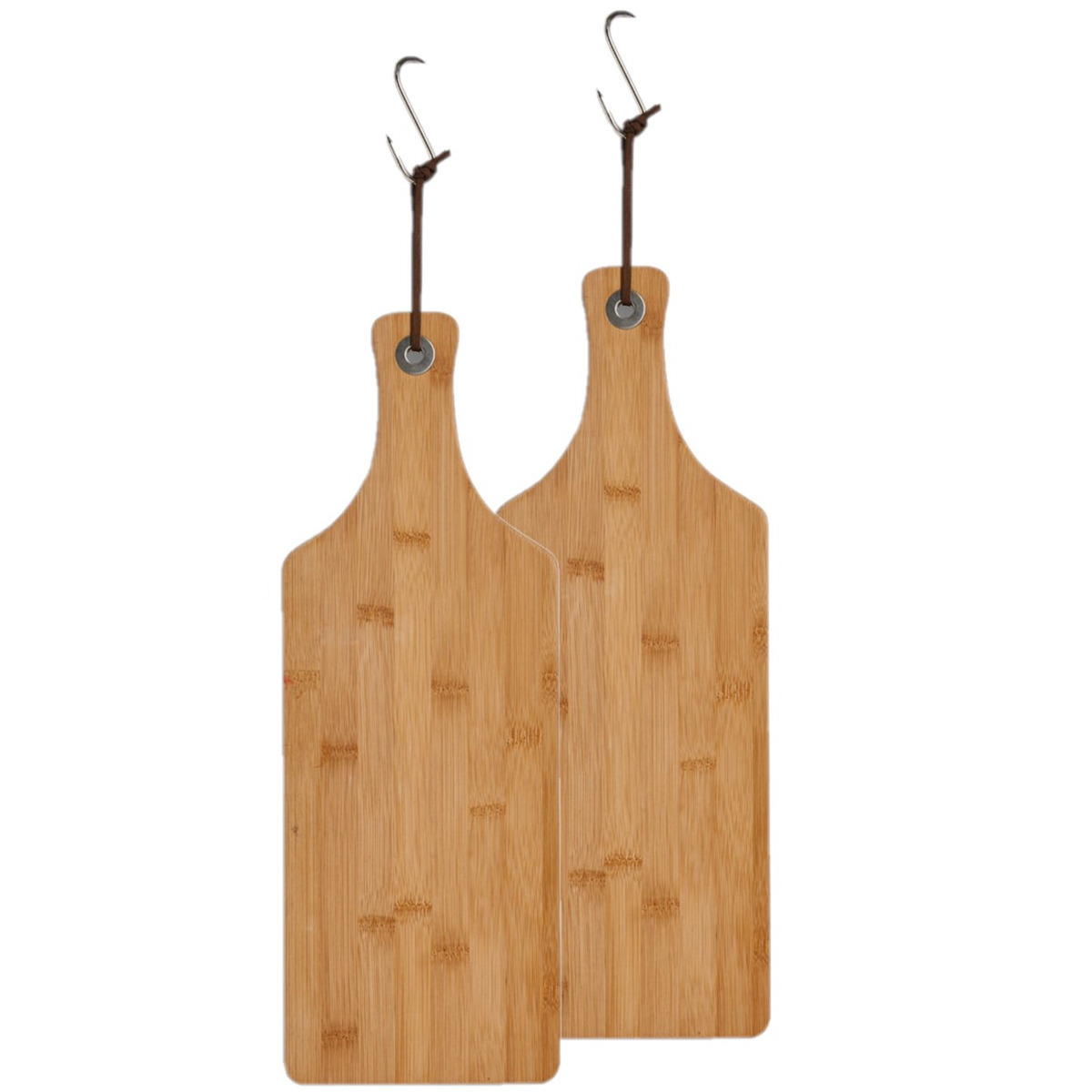 2x stuks bamboe houten snijplanken-serveerplanken met handvat 44 x 16 cm
