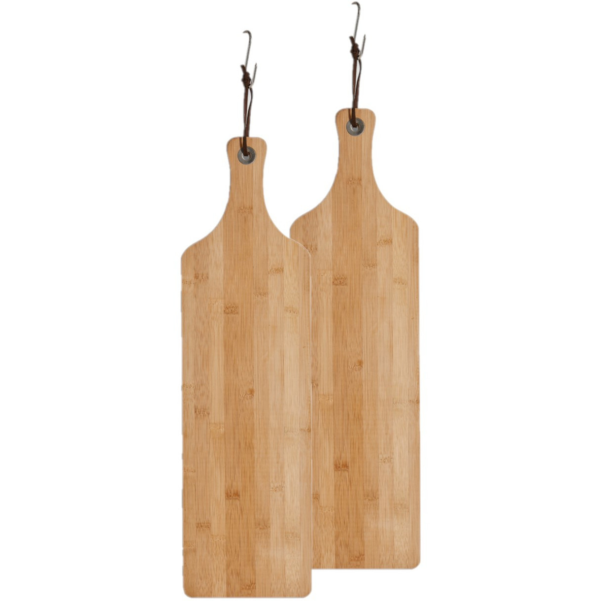 2x stuks bamboe houten snijplanken-serveerplanken met handvat 57 x 16 cm