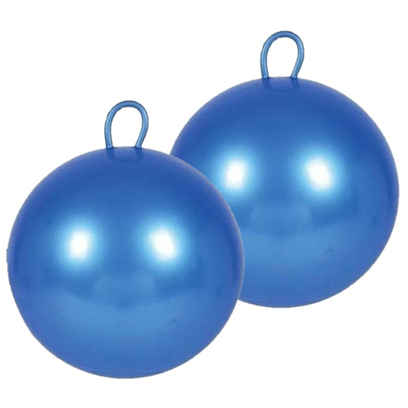 2x stuks blauwe skippybal 60 cm voor jongens-meisjes