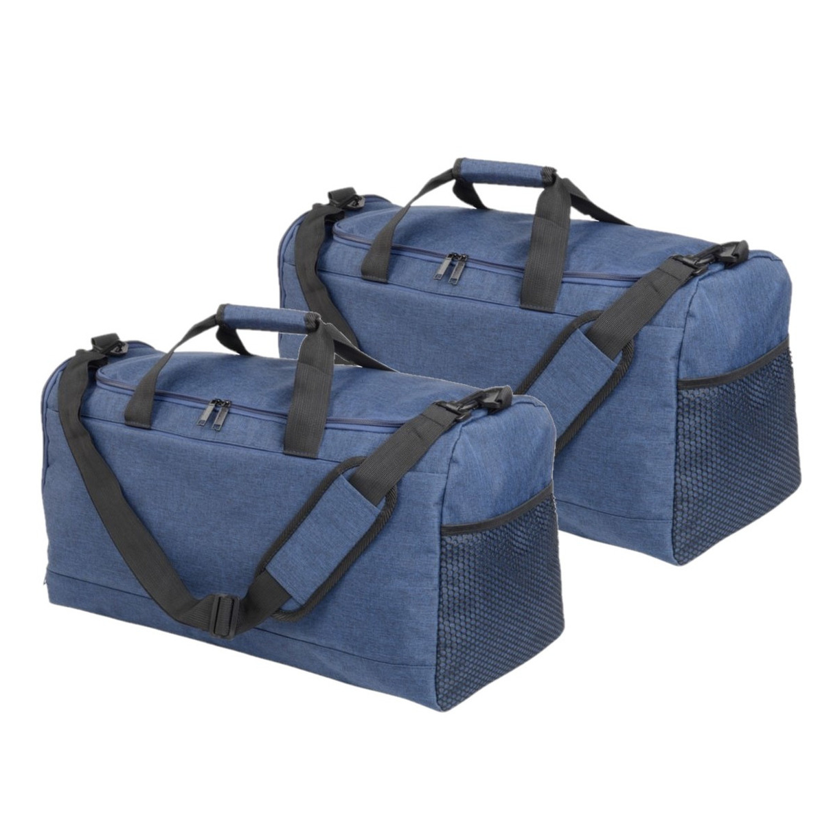 2x stuks blauwe sporttas-fitnesstas met schoenenvak 54 cm