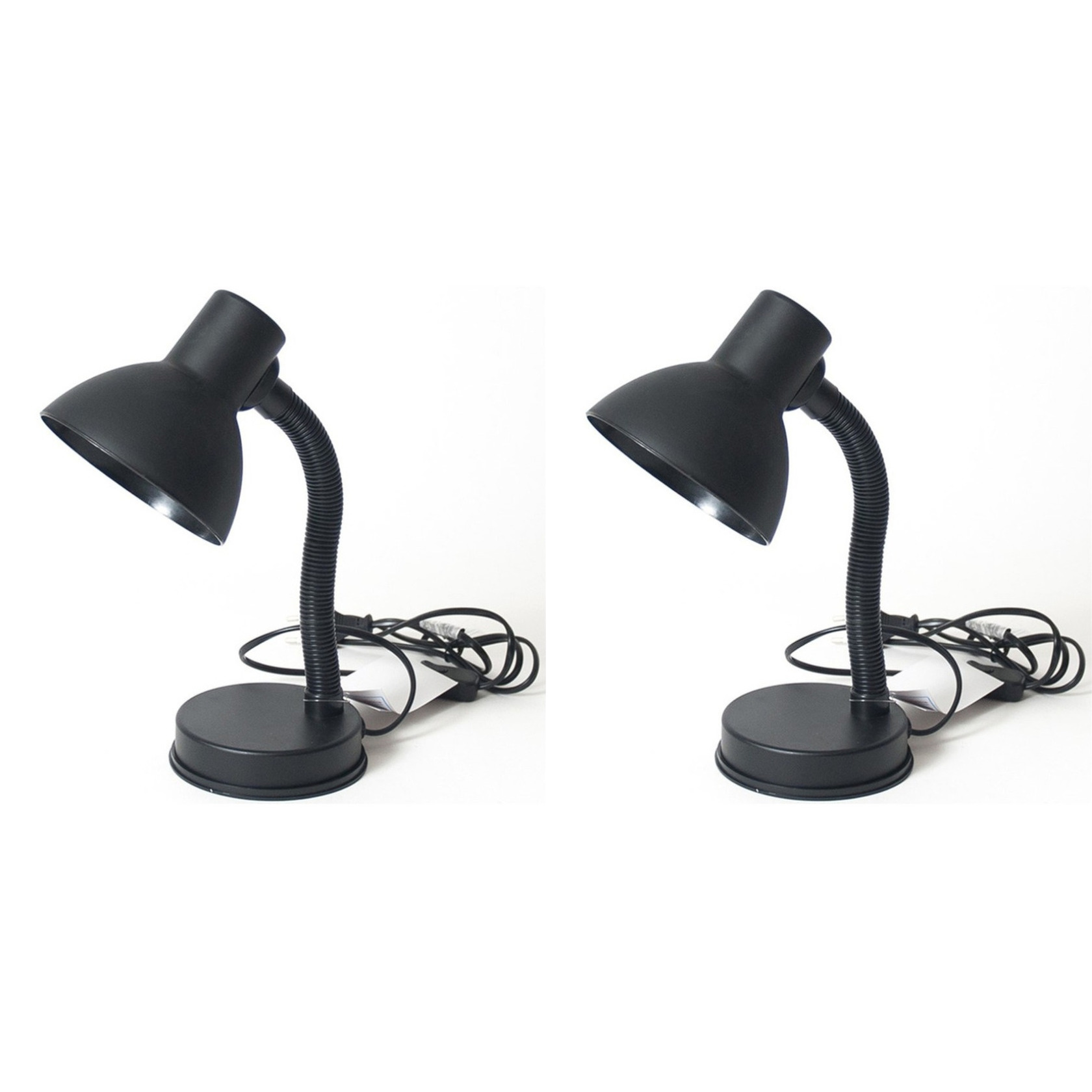 2x stuks bureaulampen zwart 16 x 12 x 30 cm flexibele lamp verlichting