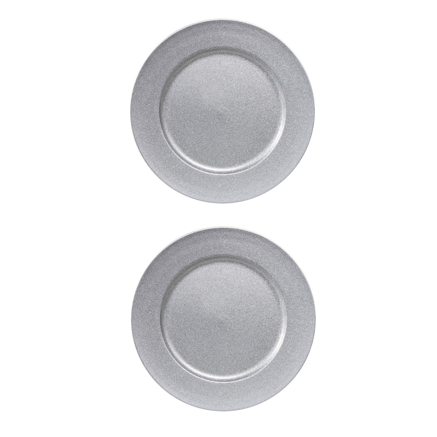 2x stuks diner borden-onderborden zilver met glitters 33 cm