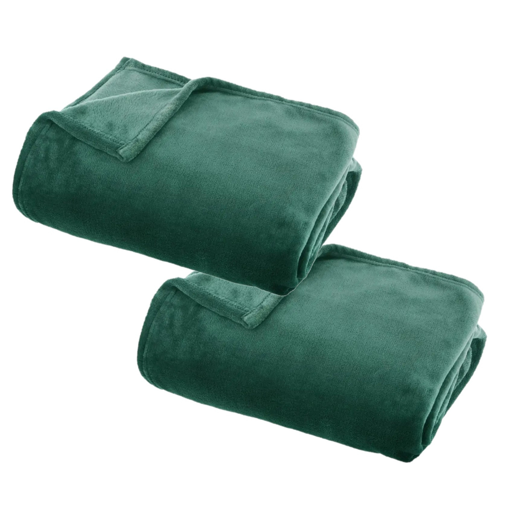 2x Stuks Fleece deken-fleeceplaid groen 125 x 150 cm polyester