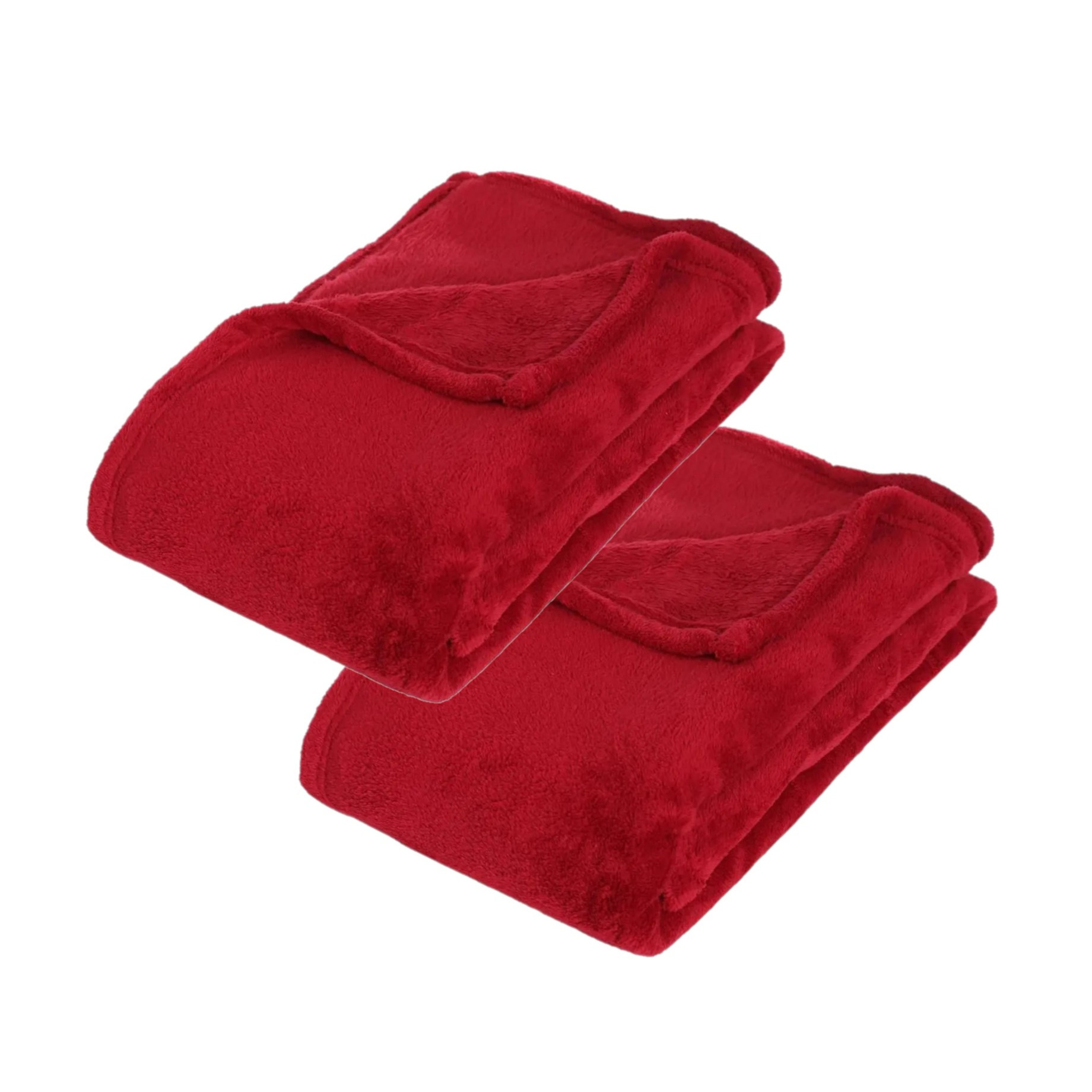 2x Stuks Fleece deken-fleeceplaid rood 125 x 150 cm polyester