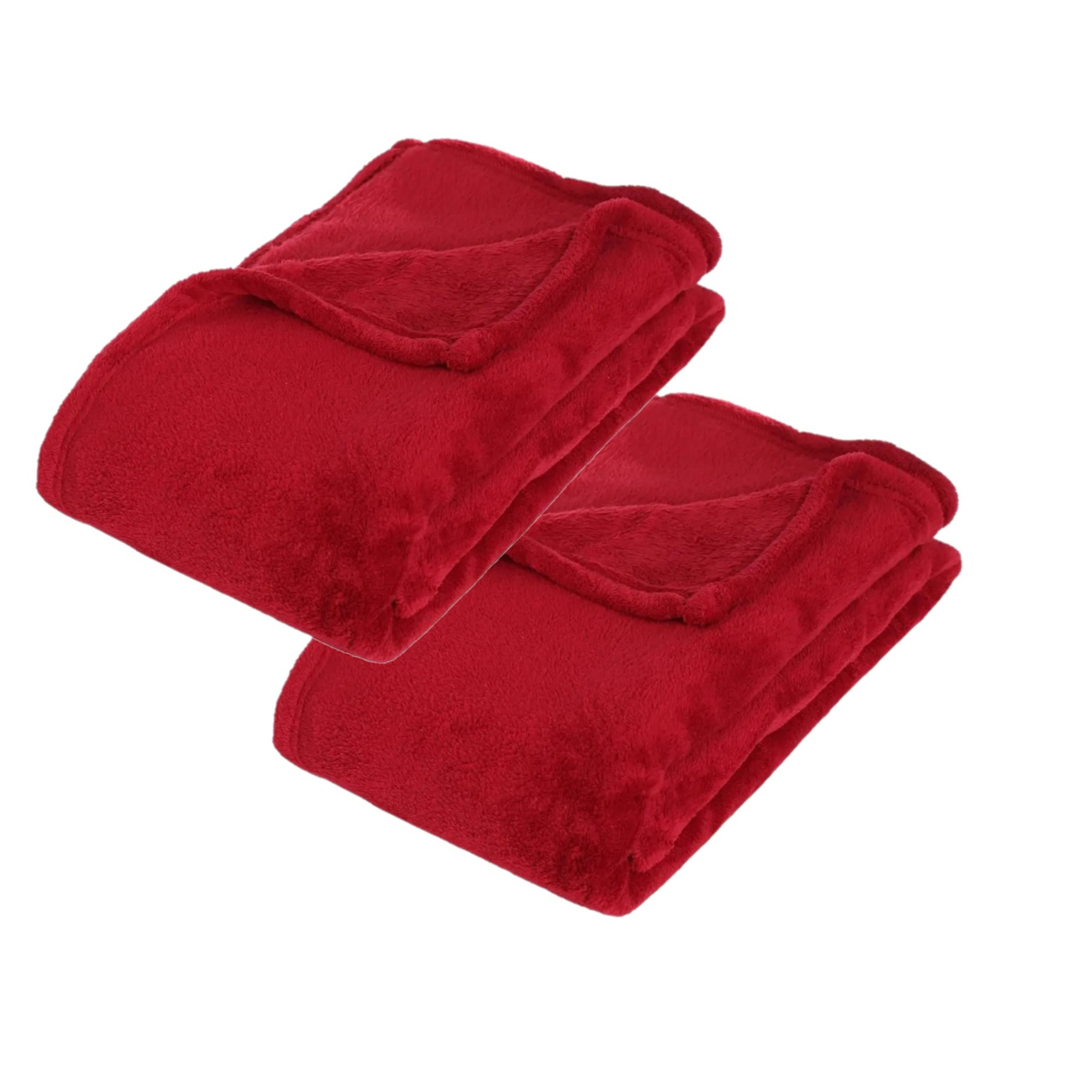 2x Stuks Fleece deken-fleeceplaid rood 130 x 180 cm polyester