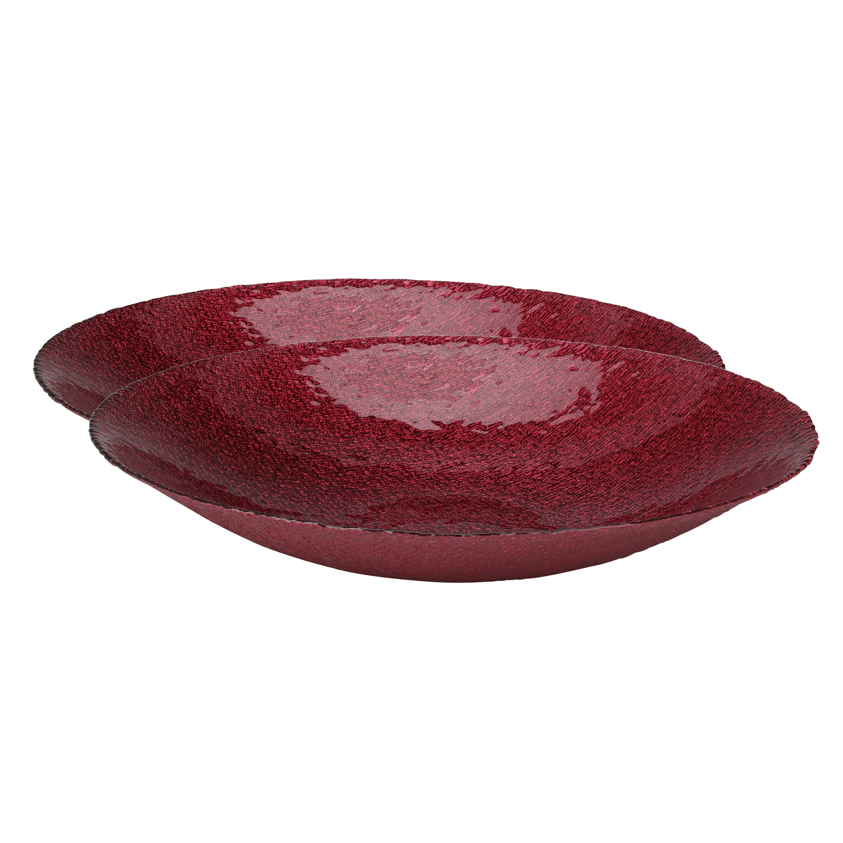 2x stuks glazen decoratie schalen-fruitschalen rood rond D40 x H7 cm