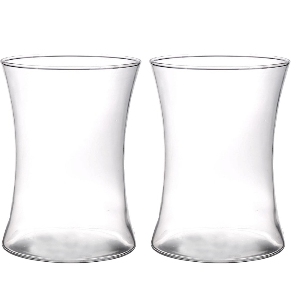 2x stuks glazen vaas-vazen transparant 19 cm breed
