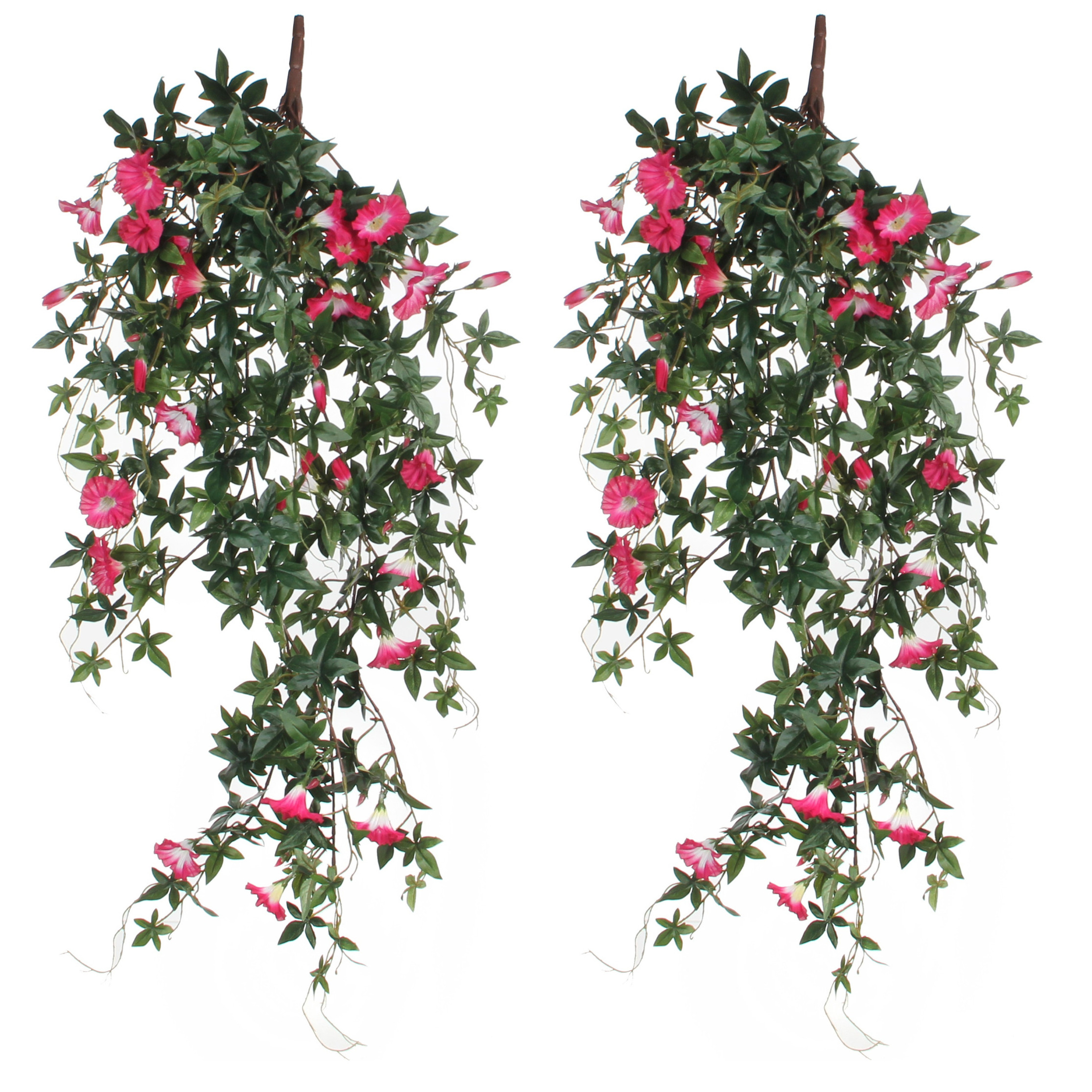 2x stuks groene Petunia roze bloemen kunstplanten 80 cm