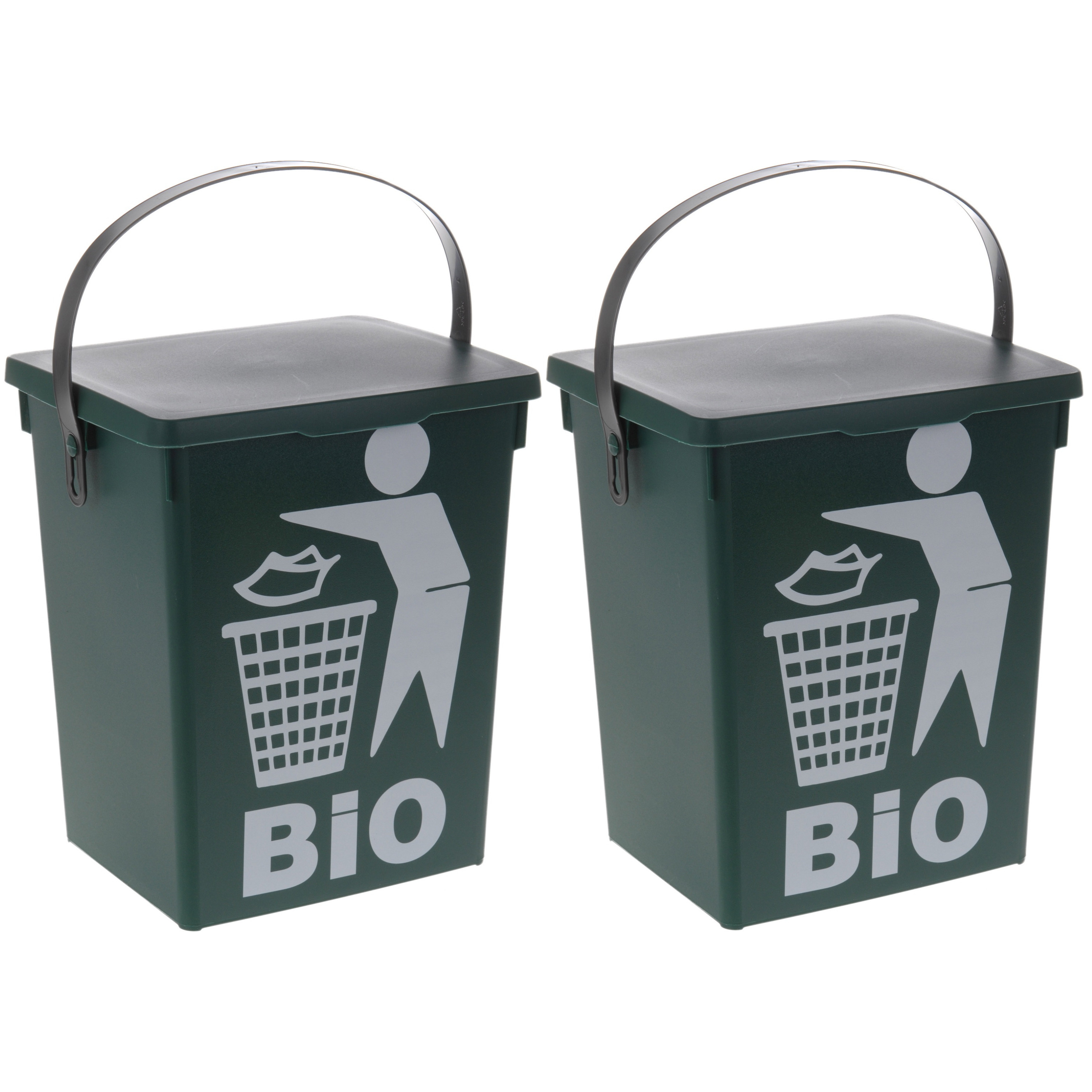 2x Stuks groene vuilnisbak-afvalbak voor gft-organisch afval 5 liter