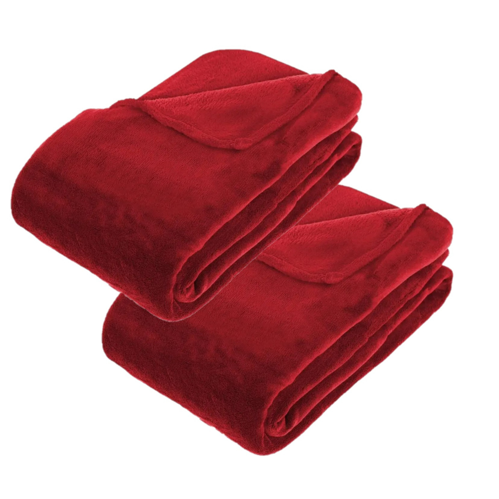 2x Stuks grote Fleece deken-fleeceplaid rood 180 x 230 cm polyester